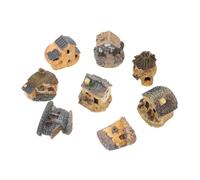 VICASKY 8 Pezzi Case Miniature in Materiale Polimerico per Giardino delle Fate Decorazioni Micro Paesaggio con Villaggio in Pietra Accessori per Presepe e Vasi di Piante Ornamenti per