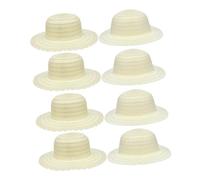 VICASKY 8 pezzi fai da te con cappelli di paglia, per cappello a punto, macramè, paraurti in gommapiuma, mini fuzzy-pulk, semplici cappelli di paglia come decorazione per corpetto da ragazza, cappello