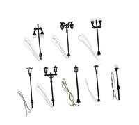 VICASKY 8 Pezzi Resina Modello Lanterna Posta Luce Mini Lampione Decoro Scena Realistica Lampada Per Giardino In Miniatura Home Decor Stile Casuale