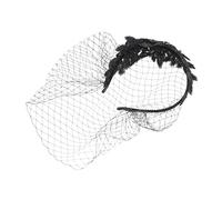 VICASKY Accessori per a fascia retrò veli glitterati per le spose rete pizzo Chiesa matrimoni Accessorio per da sposa copricapo in maglia di ferro da stiro Nero