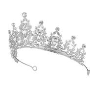 VICASKY Accessorio per capelli per la sposa, diademi dorati, per le donne, per ragazze Abs, topper, tiara blu, per le donne, con strass, argento