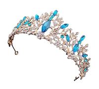VICASKY accessorio per con di diamanti copricapo festivo Bride Tiara compleanno corone matrimonio copricapo fascia di strass da donna Lega di zinco Sky-blue