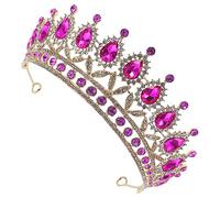 VICASKY accessorio per con di diamanti per donne corone da principessa per le donne Decorazioni per matrimoni tiara femminile copricapo da sposa da donna Lega di zinco Roseo