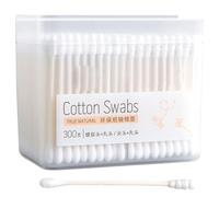 VICASKY Bastoncini Di Cotone Eco-friendly 300 Pezzi Set Bastoncini in Legno Resistenti, Applicatori Assorbenti a Punta Singola Per Pulizia Viso, Corpo e Uso in Viaggio