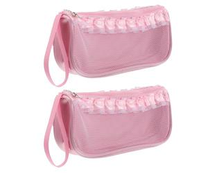 VICASKY Borsa per Scarpe da Ballo Rosa con Cerniera Organizer Ventilato per Scarpe da Punta Set 2 Pezzi Ultraportatile per Ballerine in Studio Audizioni e Viaggi