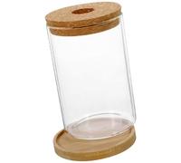 VICASKY Bottiglia Vetro Trasparente con Tappo Sughero e Supporto in bambù Contenitore per Micro Paesaggi Ecologici Vasetto Decorativo per Piante d Balcone Giardino e Ufficio