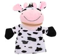 VICASKY Burattino a Mano in Peluche Mucca con Bocca Mobile, Marionetta di Peluche, Giocattolo Interattivo per Narrazione e Attività Genitori-figli, Decorazione Cameretta