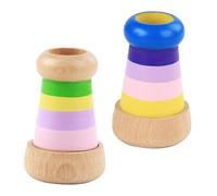 VICASKY Caleidoscopio in Legno per Set 2 Pezzi Prismi Poligonali Giocattolo Educativo per Sviluppo Cognitivo e Osservazione Colori Lente Ampia Dimensioni Compatte per Esplorazione