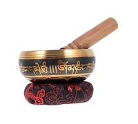 VICASKY Campana tibetana da meditazione, set da 3 pezzi, campana tibetana con pestello e cuscino in legno, fatta a mano, per relax e feng shui, diametro del cuscino casuale