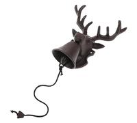 VICASKY Campanella Porta in Ghisa con Testa Cervo Vintage Campanello da Parete in Ferro Manuale Senza Elettricità Suono Incantevole per Giardino e Interni Decorazione Rustica Resistente