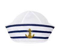 VICASKY Cappello da Capitano da Marinaio in Poliestere Blu e Bianco Taglia Unica 56Cm Accessorio per Cosplay Feste in Maschera e Spettacoli Teatrali