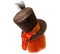 VICASKY Cappello da Mago Piume di Pavone Arancione Elegante per Carnevali e Feste di Carnevale, Accessorio Unico per Costume e Cosplay
