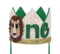 VICASKY Cappello di compleanno con corona di leone, divertente cappello di compleanno per ragazzi, corona di un anno, elastico e delicato sulla pelle, decorazione per feste di compleanno dei bambini
