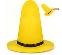 VICASKY Cappello Strega Halloween in Feltro Giallo, Design Unico, Cappello Alto Pieghevole e Portatile per Eventi Cosplay e Feste di Halloween Donna