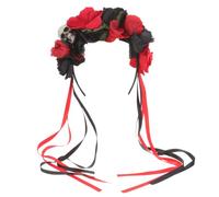 VICASKY Cerchietto Donna Halloween Fiore di Rosa in Poliestere e Perle Finte, Accessorio Pratico e Sicuro per Mascherate e Giochi di Ruolo Misteriosi