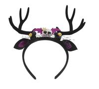 VICASKY Cerchietto in Feltro e Plastica Halloween per Chioma con Teschio e Corna Porpora Accessorio Comodo e Facile da Abbinare per Feste e Mascherate