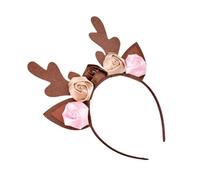 VICASKY Cerchietto per Capelli Bambina con Corna di Renna Natalizio Fascia Artigianale in Non e Fiori Artificiali Decorazione Festa di Natale per Ragazze e Donne Accessorio Party Elegante