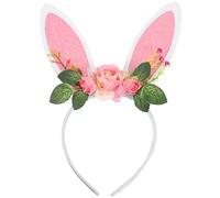 VICASKY Cerchietto per capelli con orecchie di coniglio di Pasqua, per matrimoni, feste, compleanni, rosa
