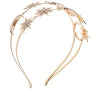 VICASKY Cerchietto Sposa Doppio Strato Stelle e in Lega Oro con Pietre Decorative, Comodo senza Mal di Testa, per Eventi e Feste Eleganti