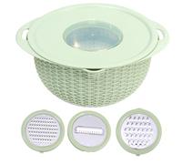 VICASKY Cestello di Scarico Doppio Strato Verde in Acciaio Inossidabile con Coperchio Grattugia, Multifunzionale per Frutta e Riso, per Cucina Domestica