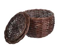 VICASKY Cestino Portaoggetti Intrecciato in Vimini con Coperchio Contenitore Porta Uova e Frutta Rustico per Cucina Organizer Leggero Multiuso per Conservare Patate e Snack Sul Piano di
