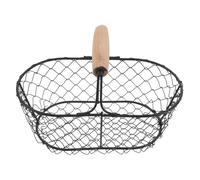 VICASKY Cesto per Uova in Metallo con Manico in Legno Organizer Fruttiera da Tavolo Rustico per Cucina Contenitore Aperto per Raccolta e Conservazione di Uova Fresche e Alimenti