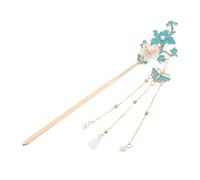 VICASKY Chignon Hair Pin Vintage Floral Metal Hairpin With Enamel Shine And Tassel Design For Women Traditional Chinese Accessory