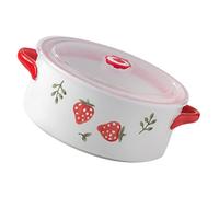 VICASKY Ciotola con Manici Design Fragola Contenitore Pranzo Compatto per Ufficio e Frigorifero e