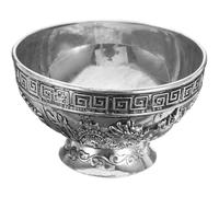 VICASKY Ciotola per Offerte Buddiste in Rame Vintage Decorazione Drago e Mitologico, Ciotola Rituale Multifunzionale per Tempio e Uso Domestico, Tazza D'acqua e Cibo per Culto