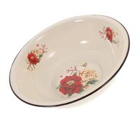 VICASKY Ciotola Smaltata Retrò Beige Manici, Ampia Rotonda | Impasti, Riso e Insalate, Smalto Resistente, Bordo Rialzato e Fondo Antiscivolo, Stile Vintage Stili multipli