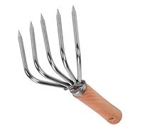 VICASKY Coltivazione rastrello ostriche rastrello con 5 denti pratico prato piccola aiuola rastrello erba manicotto acciaio inox