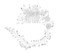 VICASKY Copricapo per la sposa d'oro damigella d'onore per capelli da sposa grande collana di perle per capelli lunghi collana di perle per capelli in lega bianca