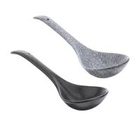 VICASKY Cucchiai a Manico in Ceramica Set 2 Pezzi, Cucchiai da Minestra e Porridge per Uso Domestico, Design Ergonomico Facile da Impugnare, Colori Blu e Nero e Adulti