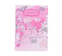 VICASKY Custodia Passaporto Viaggio Pu Rosa Elastico e Mappa Globale | Accesso Rapido ai Documenti, Protegge la Carta D'imbarco, Cordino Incluso per Trasporto Pratico