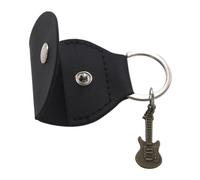 VICASKY Custodia per plettro per chitarra con portachiavi, custodia per plettri per chitarra, in pelle PU, organizzata, indispensabile per chitarristi