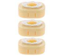 VICASKY Custodia Portatile per Lenti a Contatto da Viaggio 3 Pezzi a Forma di Frittata 3d, Contenitore Separato L/r in Plastica, Kit Compatto per Casa, Ufficio e Avventure Quotidiane