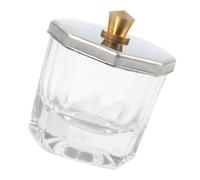 VICASKY Dappen Piatto per nail art trasparente in vetro spesso con coperchio in metallo contenitore liquido per unghie per manicure e nail art per unghie in gel e pennello acrilico