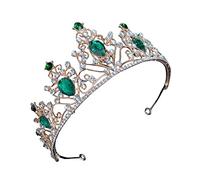 VICASKY di cristallo nuziale accessori per per donna Nozze Croona di principessa della sposa per il matrimonio di compleanno Lega di zinco Green