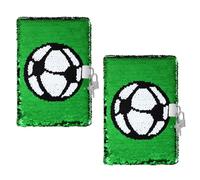 VICASKY Diario Calcio con Lucchetto e Chiave Set 2 Pezzi con Paillettes Reversibili Quaderno Grande per Ragazzi e Ragazze Taccuino Portatile Tema Football per Appunti e Segreti