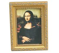 VICASKY Dipinto ad olio in miniatura per la casa delle bambole Mona Lisa decorazione da parete modello realistico per interni in miniatura decorazione creativa unica lavorazione di alta qualità per i