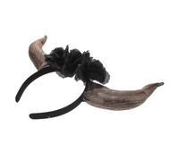 VICASKY fascia di corno della fascia morta fascia di corna fascia floreale cosplay di corna copricapo del dei morti fascia per le donne Cerchietto con corna stoffa Nero