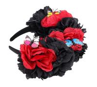 VICASKY Fascia per capelli con fiori artificiali, costume da catrina, per ragazze, per fiori messicani, per adulti, in plastica, colore nero
