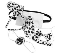 VICASKY Fascia per Chioma Orecchie da Cane Dalmata Nero, Accessorio Moda Creativo Coda e Fiocco per Feste di Halloween e Compleanni