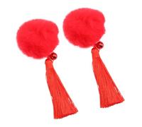 VICASKY Forcina per Chioma Nappa e Fiocco per Bambina Fermaglio Tradizionale Cinese Rosso Accessorio per Feste e Uso Quotidiano Set da 1 Paio