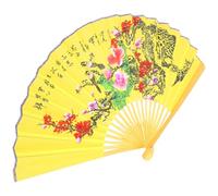 VICASKY Grande Ventaglio da Parete in Stile Cinese con Tessuto di Seta e bambù, Decorativo e Funzionale per Soggiorno e Feste Danzanti, Dimensioni 0,5x0,9 Metri