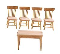 VICASKY In Miniatura Tavolo E Sedie Set In Legno Di Quercia - Mobili Per La Casa Delle Bambole In Scala 112 Per Bambini Puntelli Decorativi Per La Sala Giochi