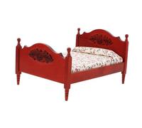 VICASKY Letto in scala per casa delle bambole in legno, stile vintage europeo, in miniatura, per scene della camera da letto, robusto ed elegante, per decorazioni e lavori di bricolage