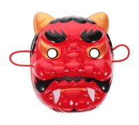 VICASKY Maschera Rossa Demone Giapponese in Plastica Sottile Design Demoniaco Unico per Cosplay e Feste di Halloween Artigianato Raffinato