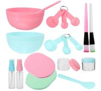 VICASKY Maschera Te Ciotole per Maschere Viso con Spatola Bastoncino e Cucchiaio Dosatore Kit Cosmetico Rosa e Verde per Cura