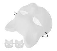 VICASKY Maschere di Gatto Vuote 3 Pezzi Cinturino Maschera di Volpe Bianca Satinata Base Personalizzabile per Carnevale Cosplay Feste Accessori